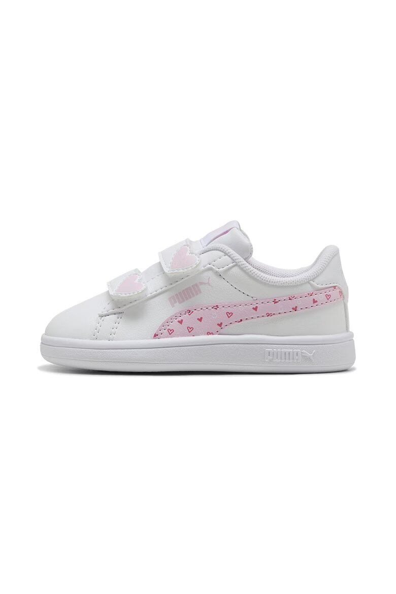 Puma Спортни обувки Smash 3.0 Hearty от еко кожа с велкро Бял/Светлорозов
