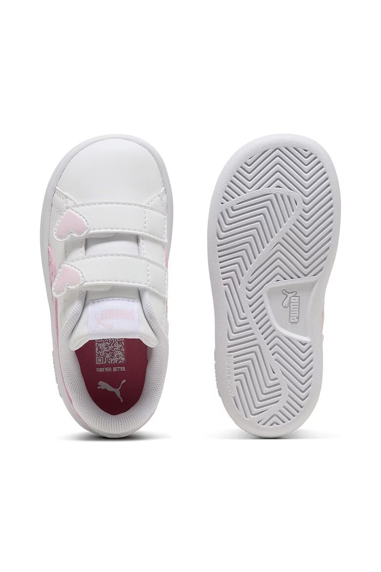 Puma Спортни обувки Smash 3.0 Hearty от еко кожа с велкро Бял/Светлорозов