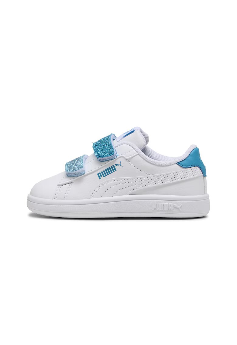 Puma Спортни обувки Smash 3.0 с велкро и брокат - Бял/Лавандула/Небесносин