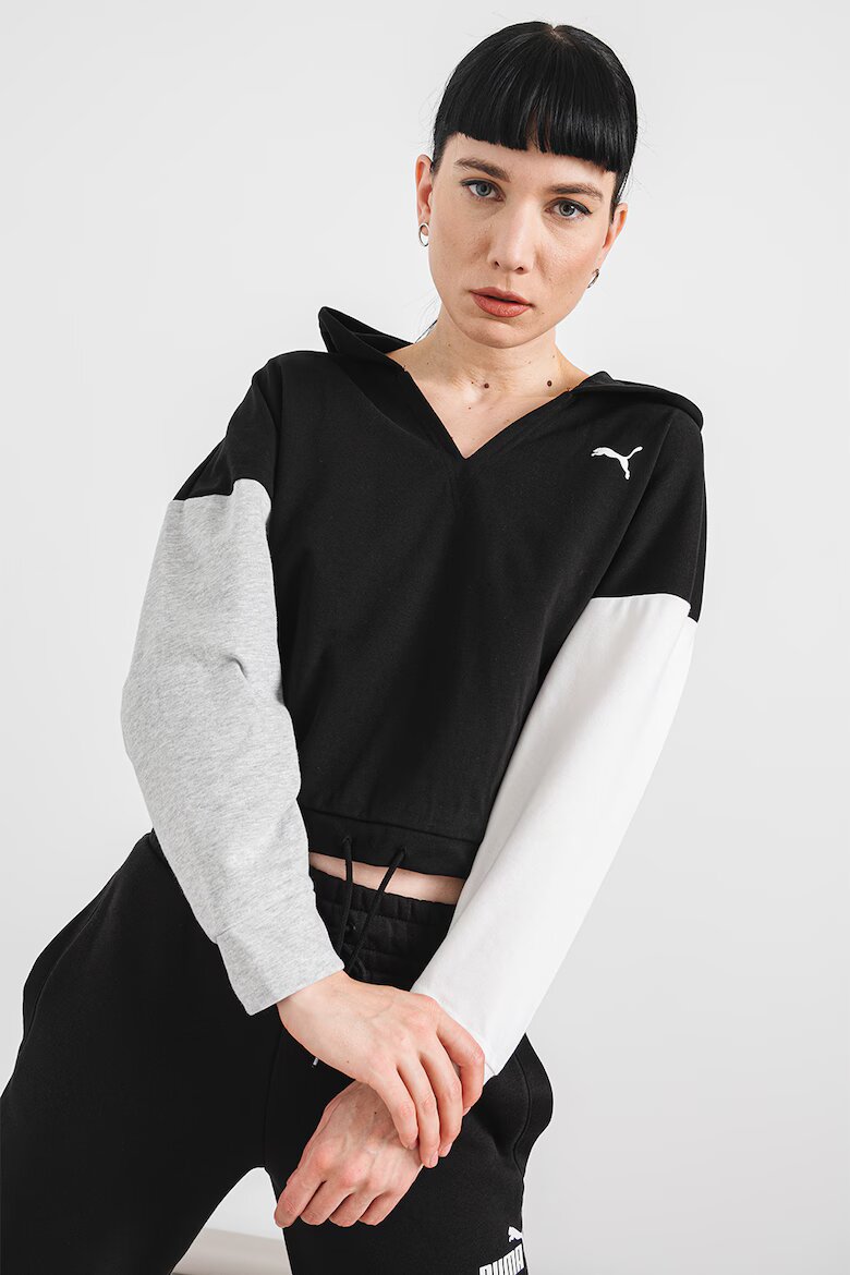 Puma Спортно худи DryCell Черен/Сив меланж/Бял