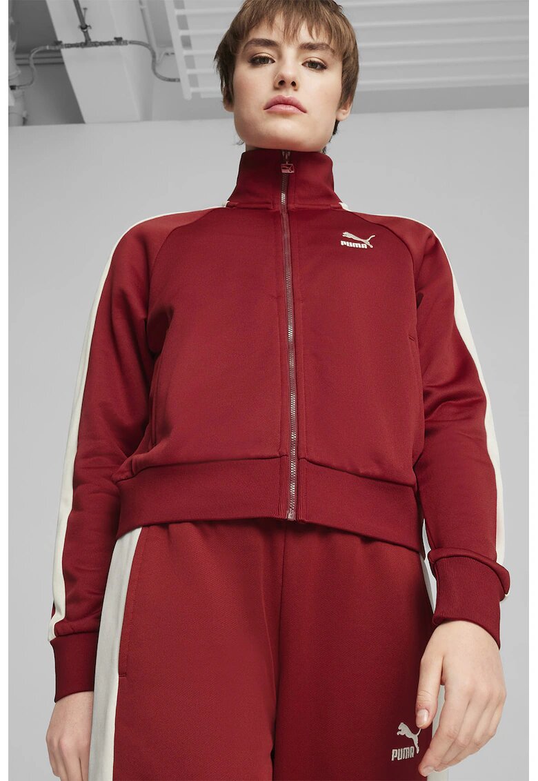 Puma Спортно яке Iconic с лого - Тъмночервен/Крем