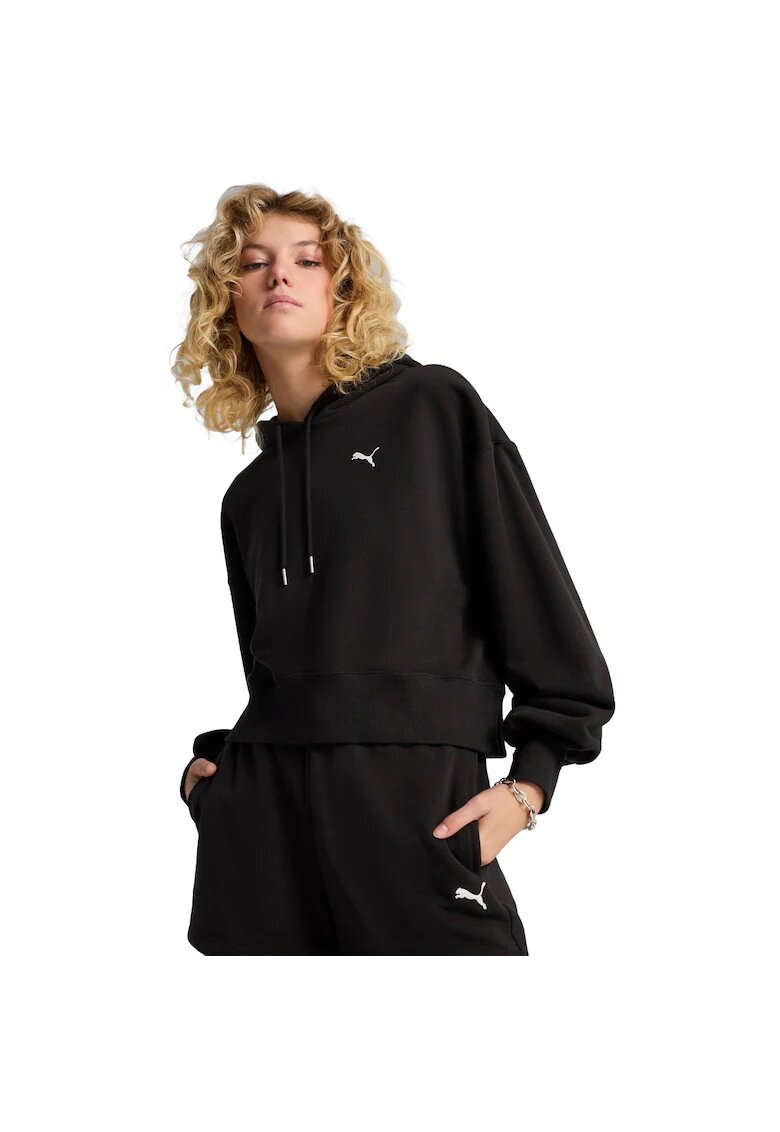 Puma Суичър с качулка Wardrobe Ess Relaxed Cropped Hoodie Tr