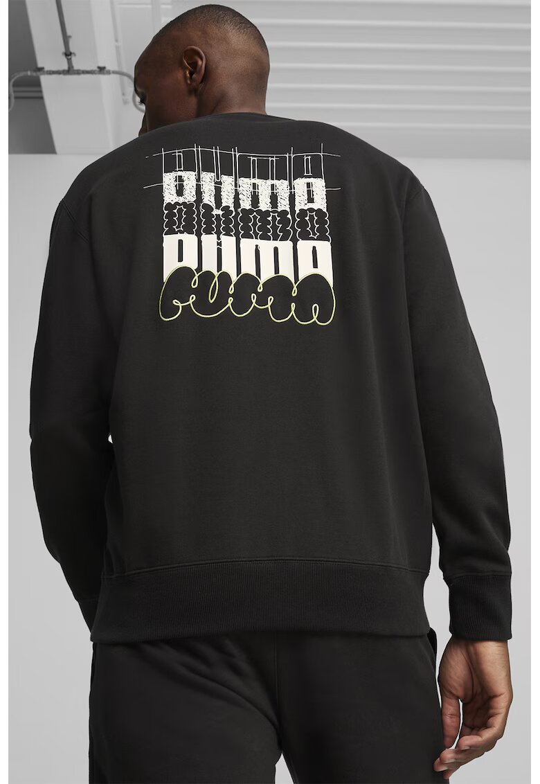 Puma Суитшърт Classics Brand Love с овално деколте - Бял/Черен