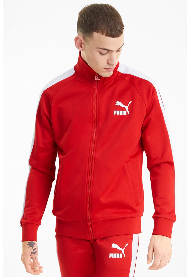 Puma Суитшърт Iconic T7 PT с цип и ръкави реглан - Червен/Бял