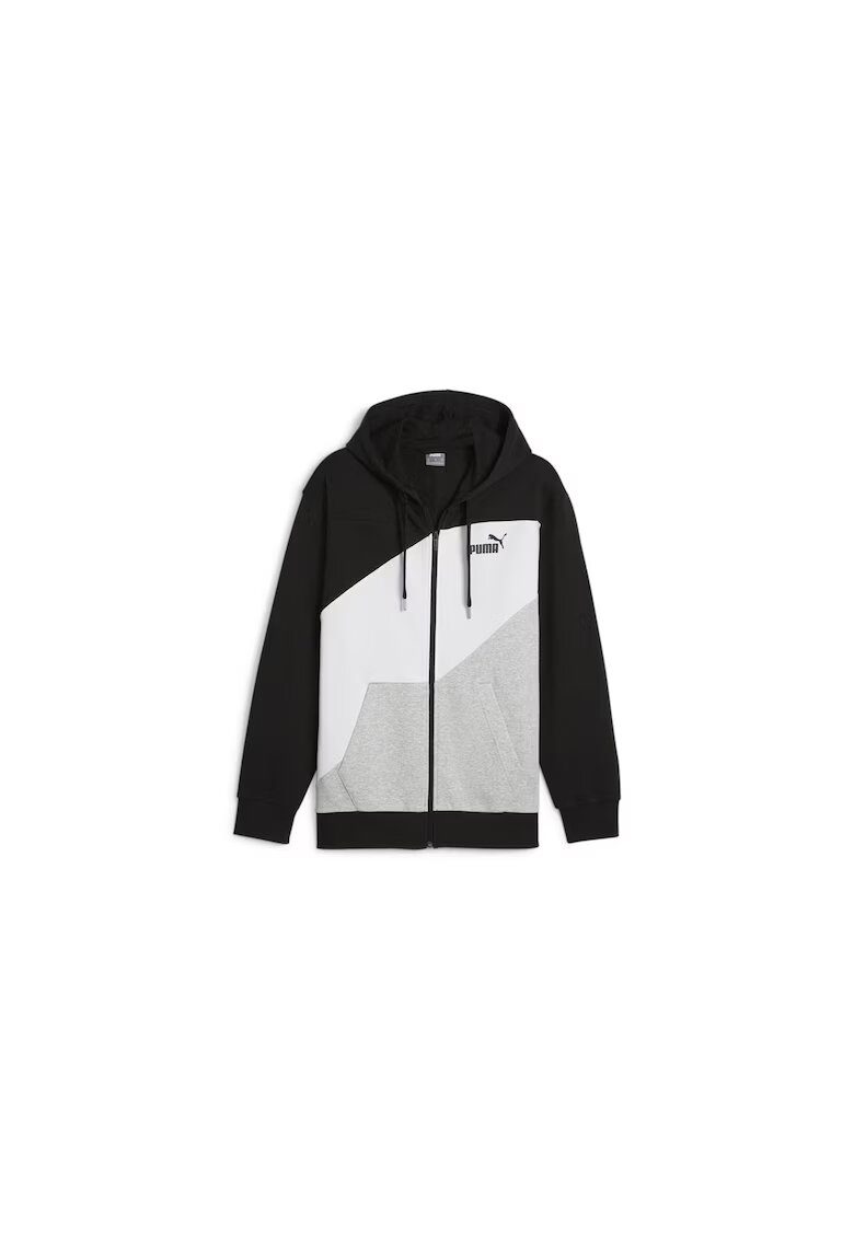 Puma Суитшърт с цип и качулка Power Colorblock Многоцветен Памук - Черен/Сив