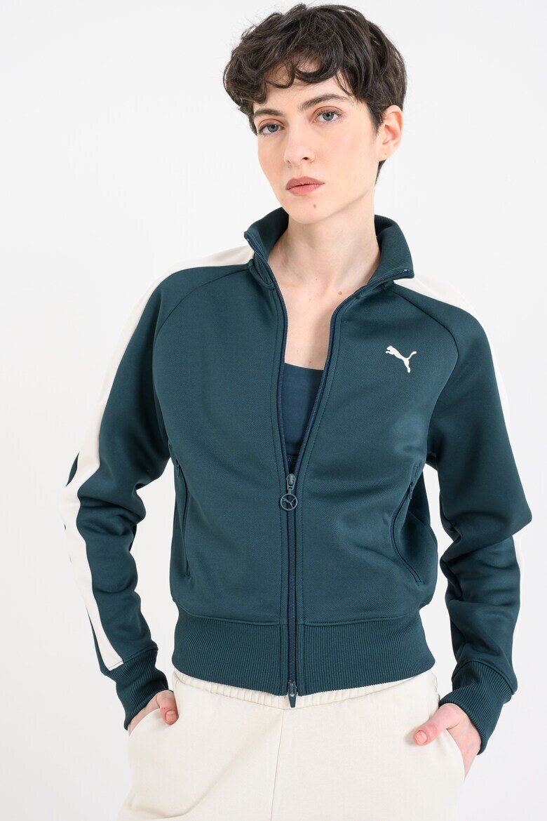 Puma Суитшърт T7 Always On с цип Тъмнозелен/Крем