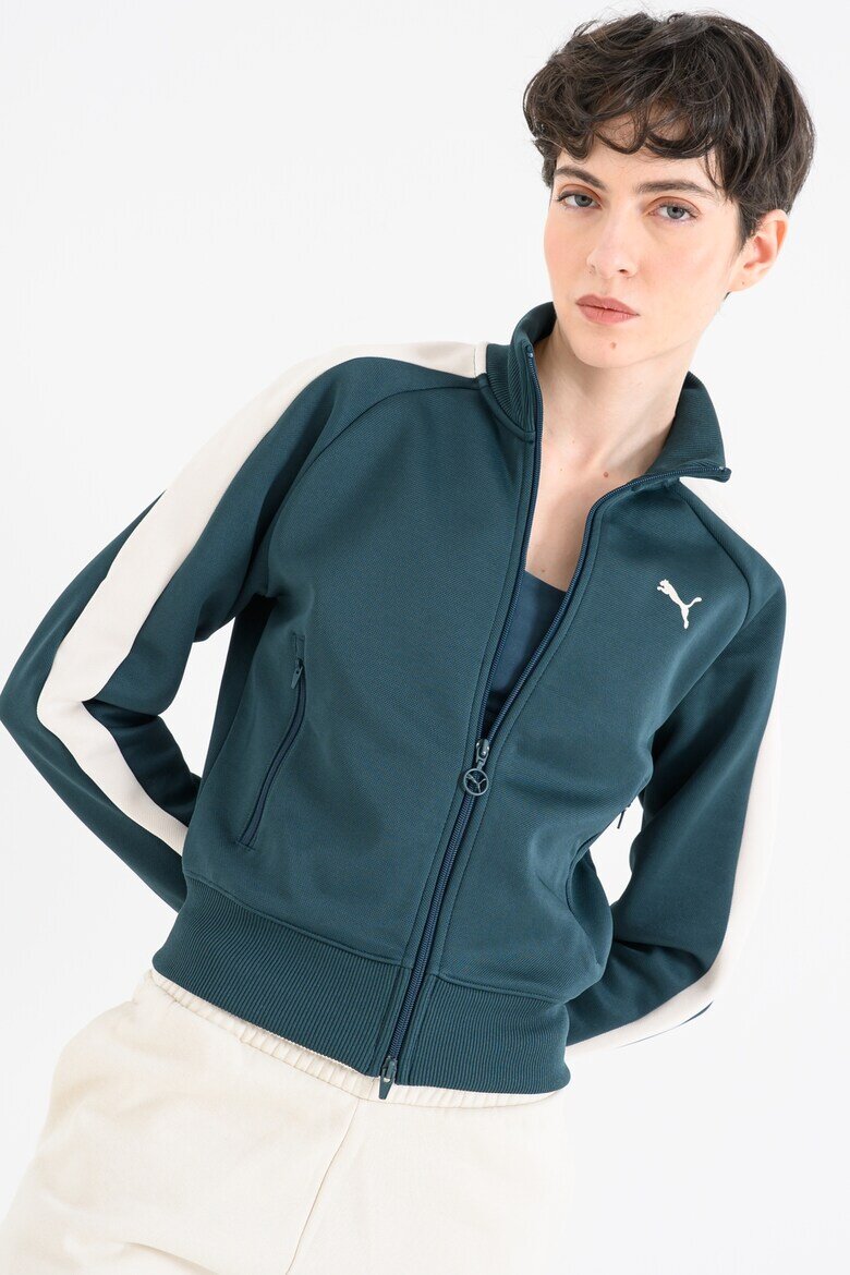 Puma Суитшърт T7 Always On с цип Тъмнозелен/Крем
