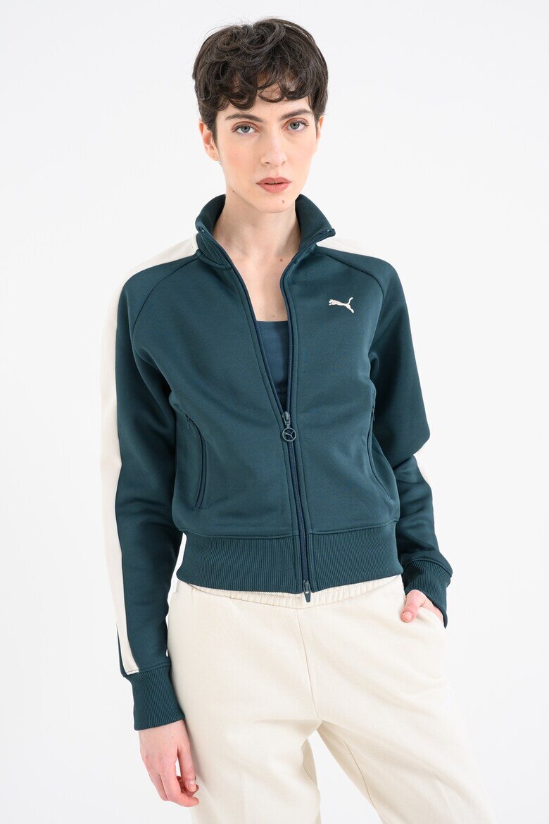 Puma Суитшърт T7 Always On с цип Тъмнозелен/Крем