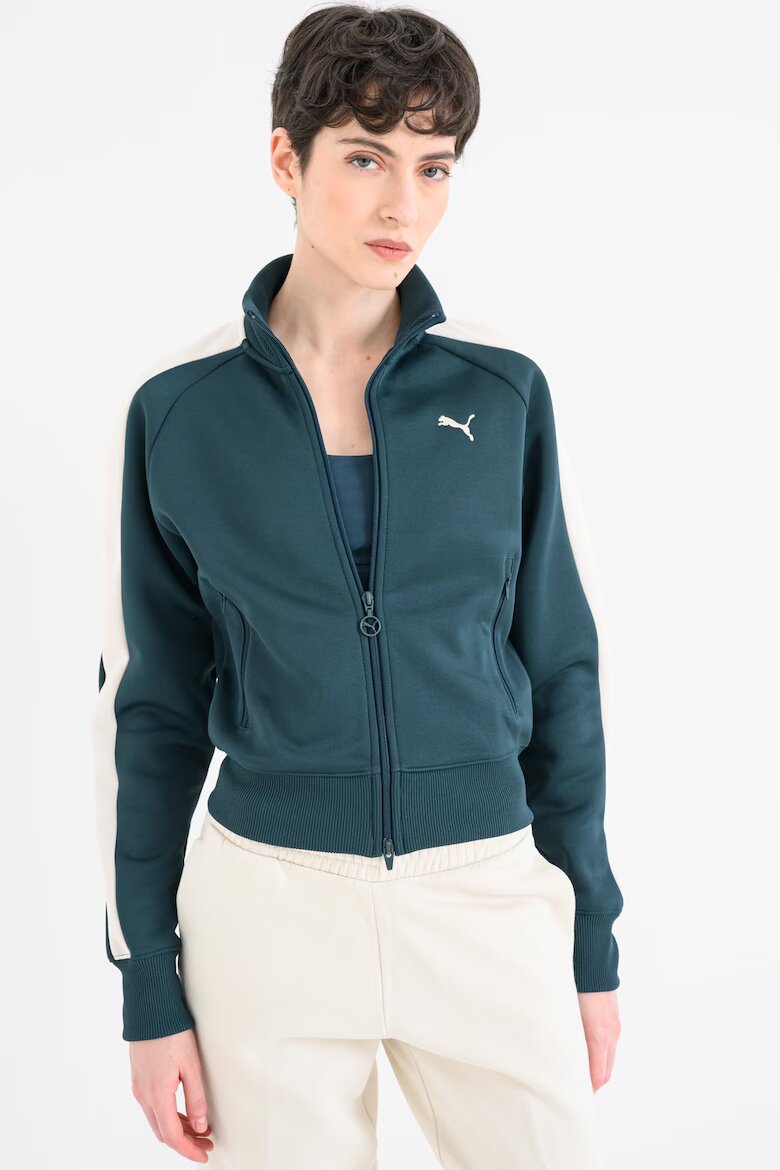 Puma Суитшърт T7 Always On с цип Тъмнозелен/Крем