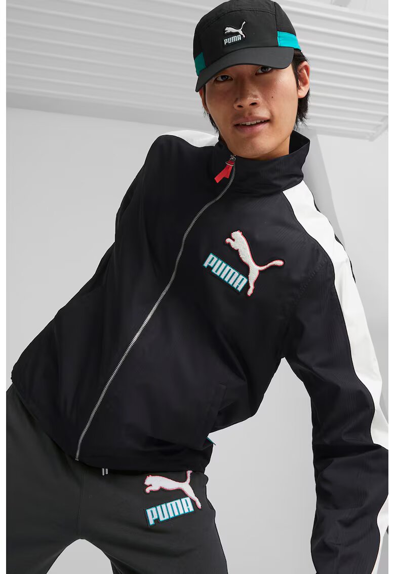 Puma Суитшърт T7 Fandom с цип - Избеляло черно/Бял