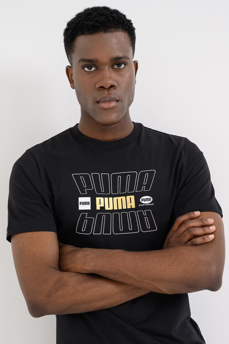 Puma Тениска Ess Lab Holiday с лого Черен