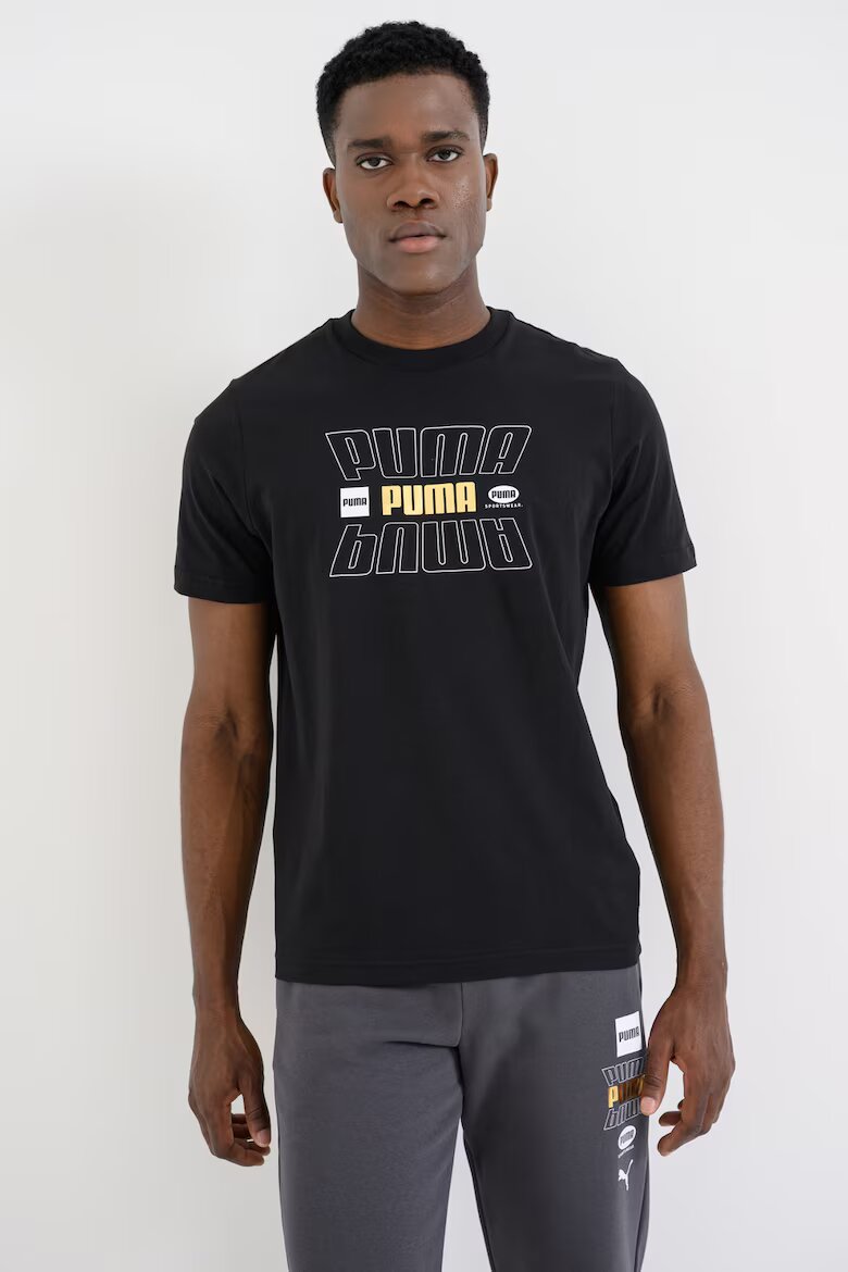 Puma Тениска Ess Lab Holiday с лого Черен