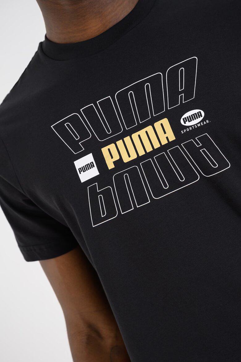 Puma Тениска Ess Lab Holiday с лого Черен