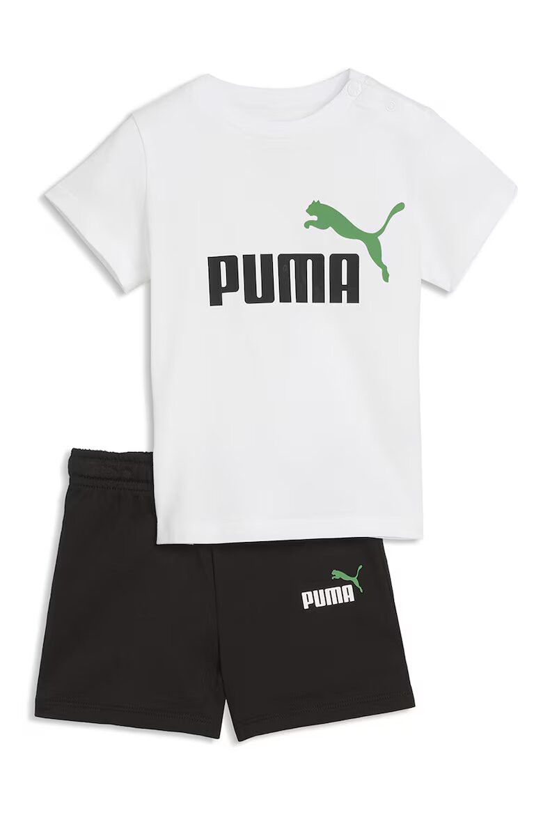 Puma Тениска Minicats с принт и шорти Бял/Черен/Бял