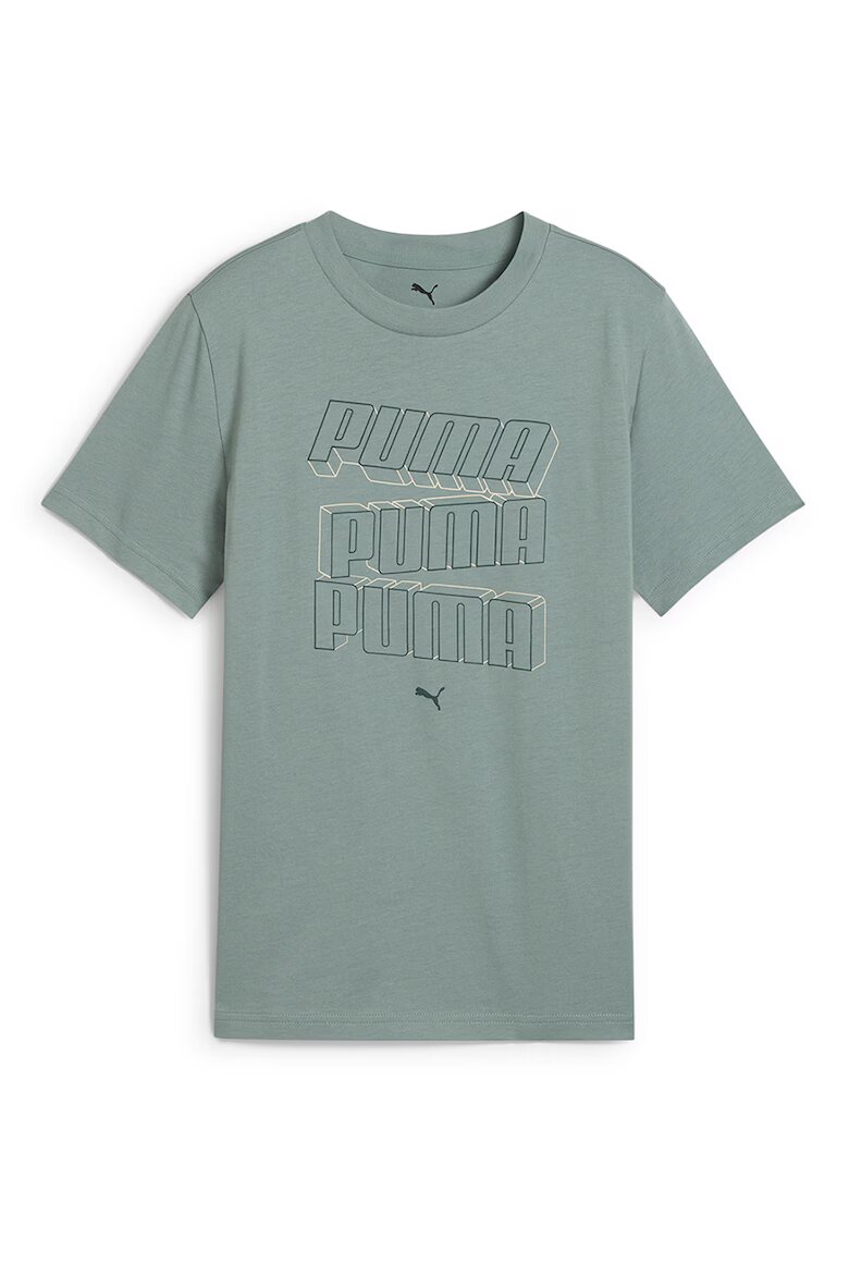 Puma Тениска с овално деколте и лого Папратово зелено