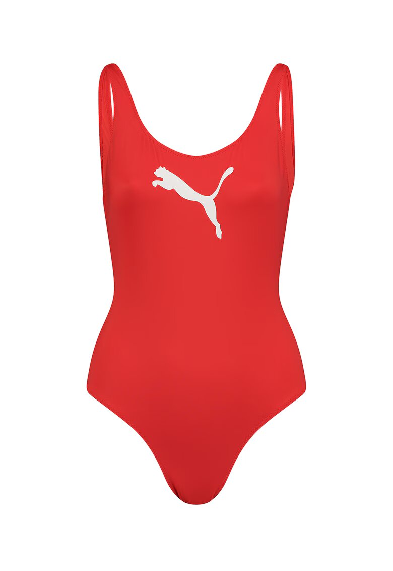 Puma Цял бански с U-образен гръб - Бял/Мандарина