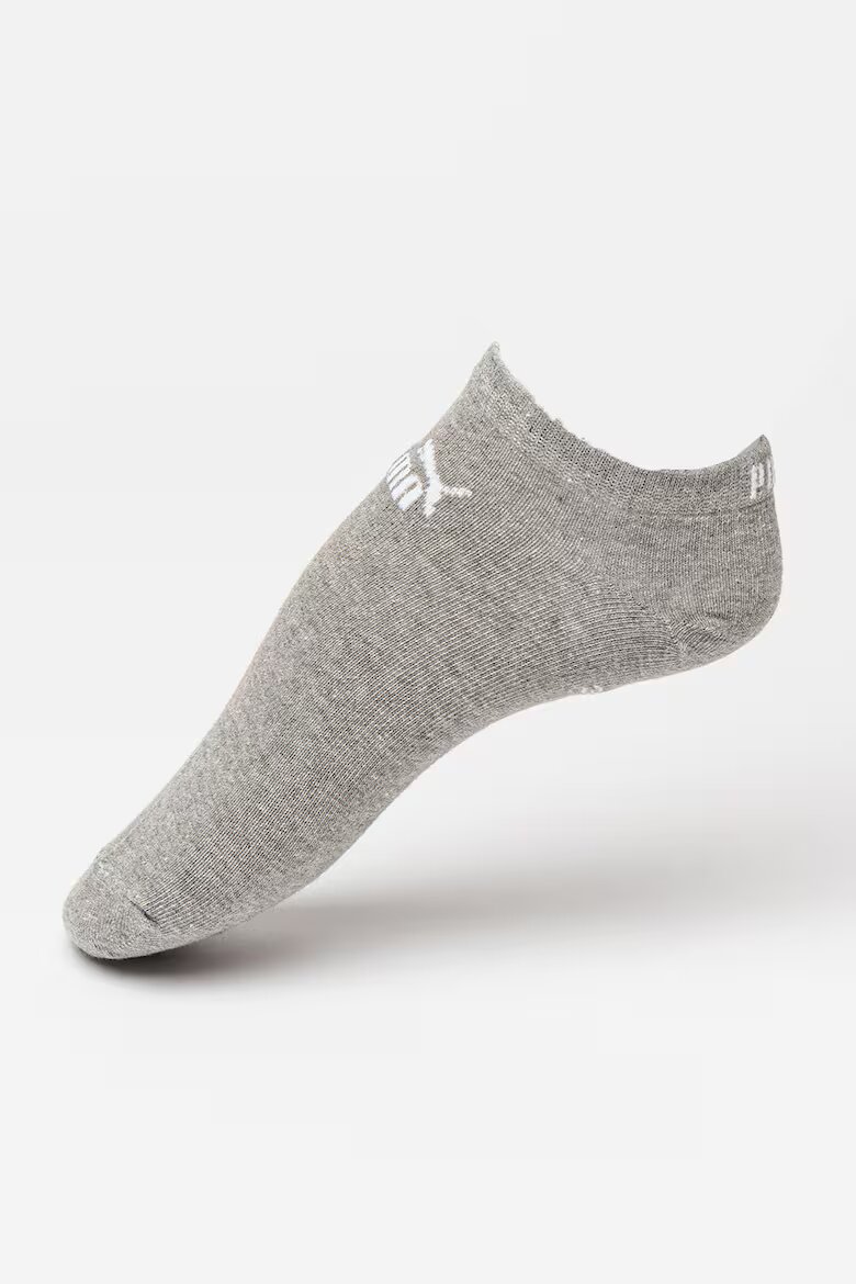 Puma Унисекс чорапи до глезена с лого - 3 чифта Бял/Черен/Сив меланж
