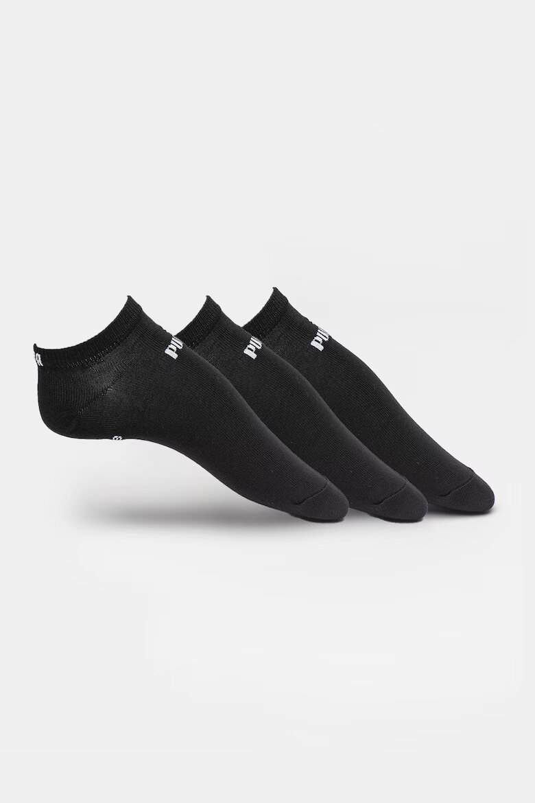 Puma Унисекс чорапи до глезена с лого - 3 чифта Черен/Мръснобял