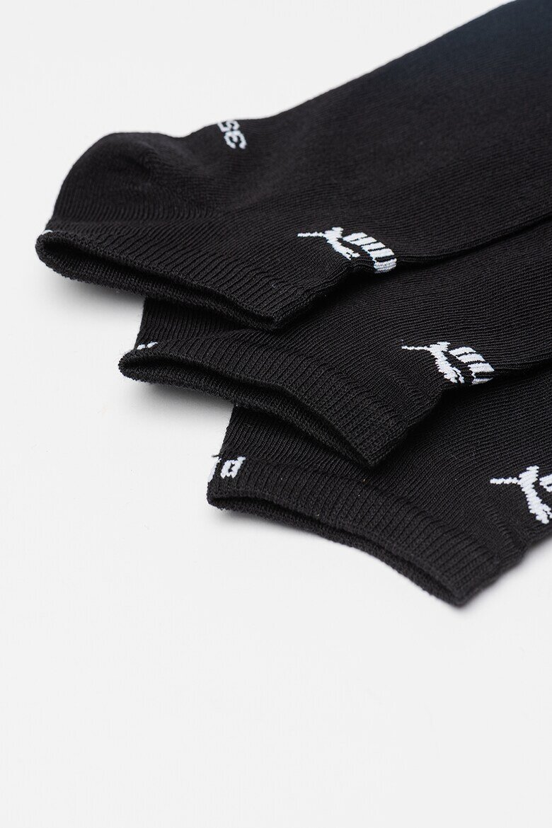 Puma Унисекс чорапи до глезена с лого - 3 чифта Черен/Мръснобял