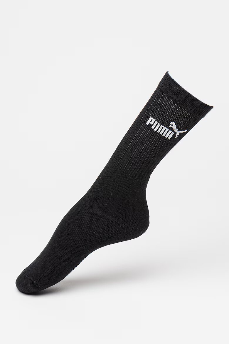 Puma Унисекс дълги чорапи с лого - 3 чифта Бял/Черен/Сив меланж