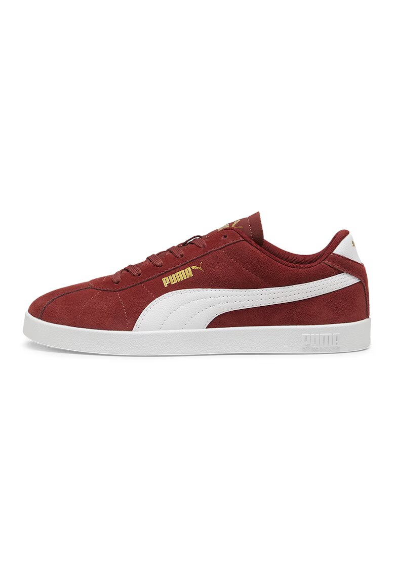 Puma Унисекс спортни обувки Club II Intense от велур - Бял/Тъмночервен