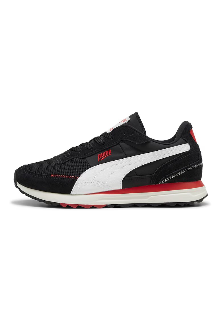 Puma Унисекс спортни обувки Road Rider с велур - Бял/Черен