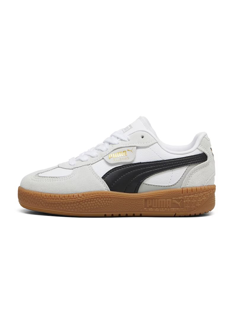 Puma Велурени маратонки Palermo Moda с еко кожа - Бял/Черен/Светло