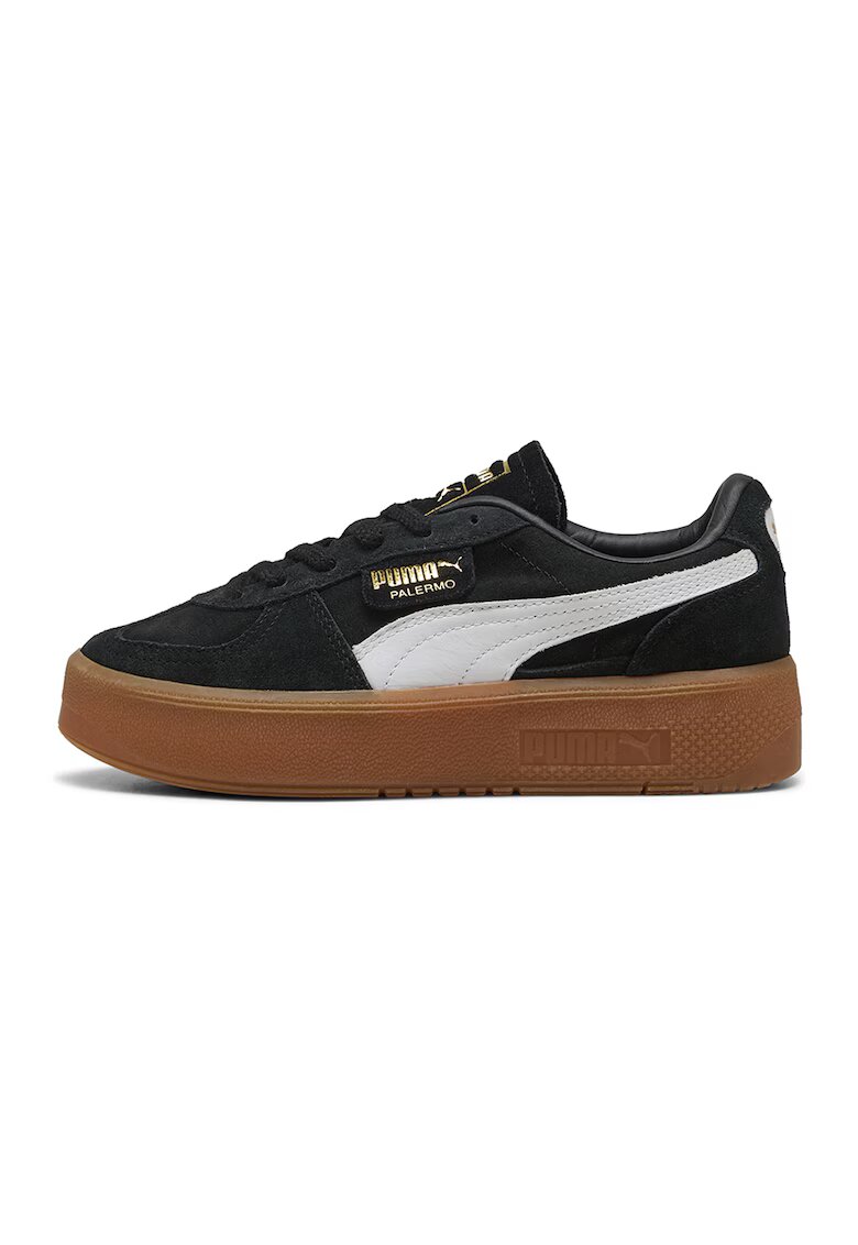 Puma Велурени спортни обувки Palermo Elevata с равна платформа - Бял/Златист/Черен