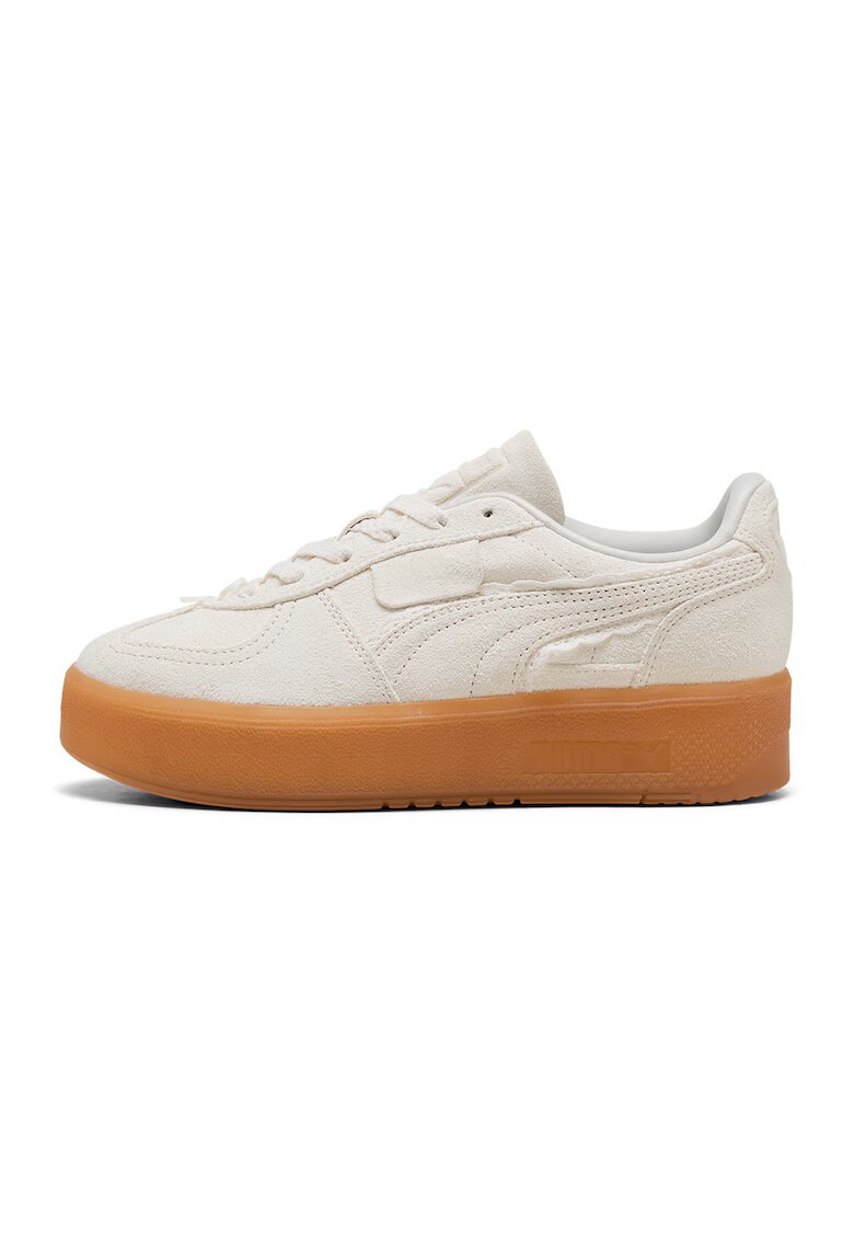 Puma Велурени спортни обувки Palermo Elevata с равна платформа - Карамел/Мръснобял