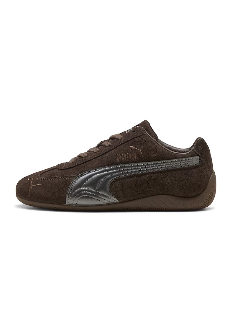 Puma Велурени спортни обувки Speedcat с кожа - Тъмнокафяв/Сребрист