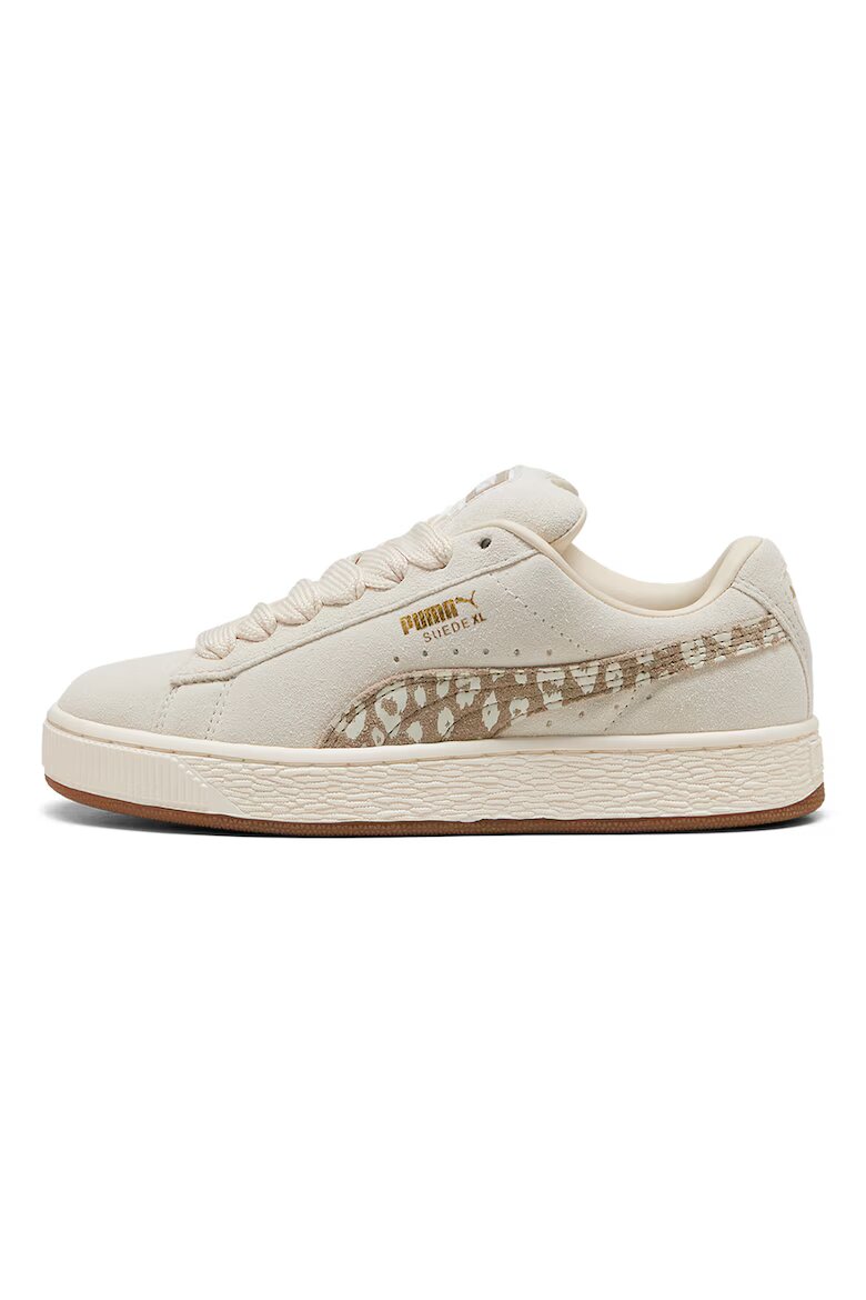 Puma Велурени спортни обувки Suede XL с животинска шарка Слонова кост/Светлокафяв