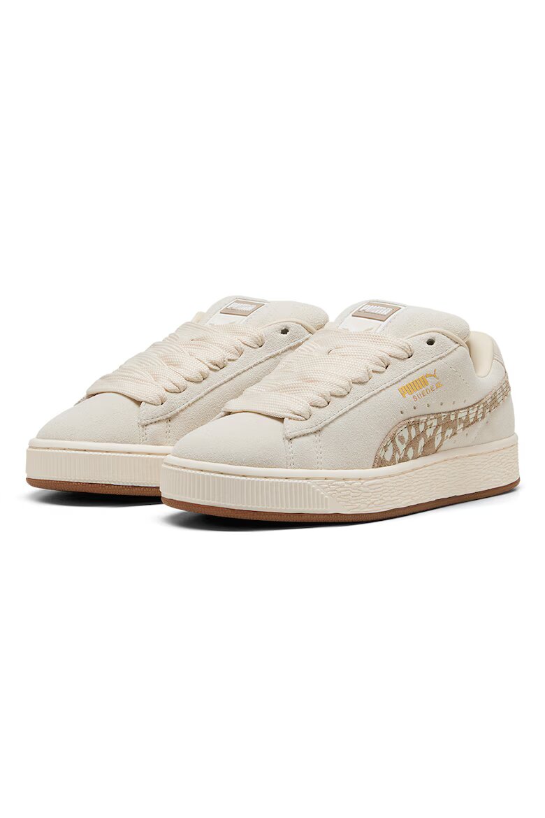 Puma Велурени спортни обувки Suede XL с животинска шарка Слонова кост/Светлокафяв