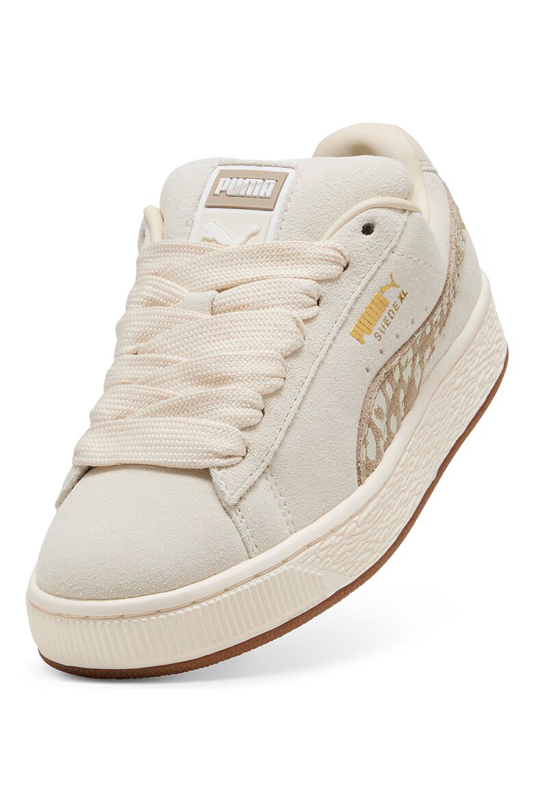 Puma Велурени спортни обувки Suede XL с животинска шарка Слонова кост/Светлокафяв