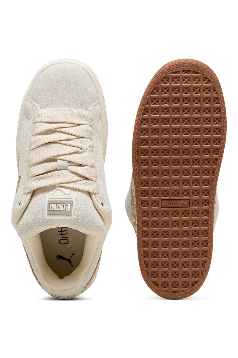 Puma Велурени спортни обувки Suede XL с животинска шарка Слонова кост/Светлокафяв