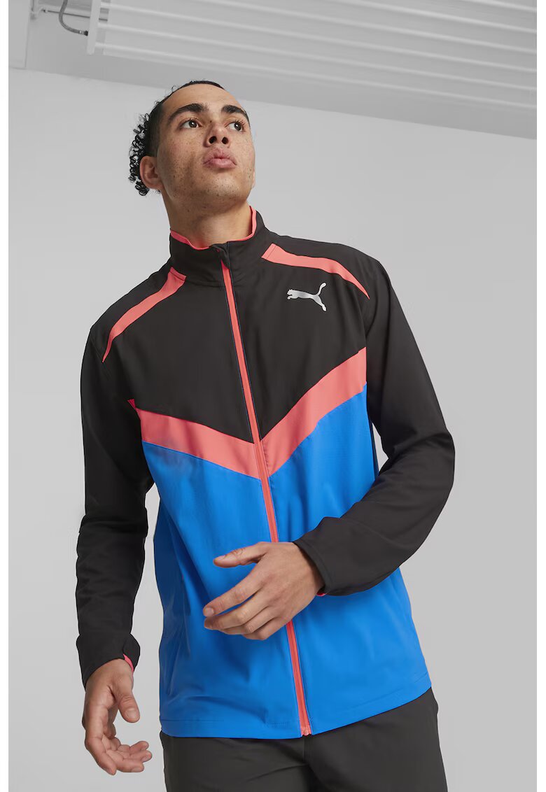 Puma Яке Ultraweave с цветен блок - за бягане - Черен/Розова сьомга/Син