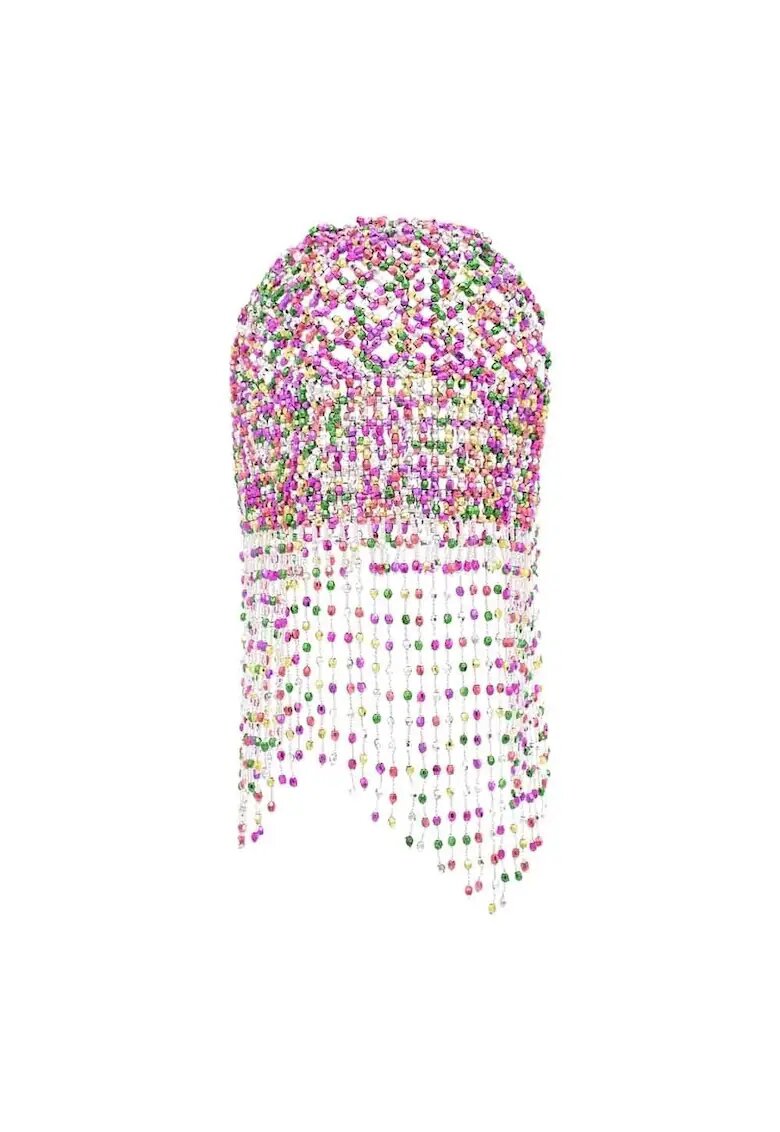 Pursehuit Аксесоар за коса - сребрист - с розови и зелени мъниста - Andersine C23