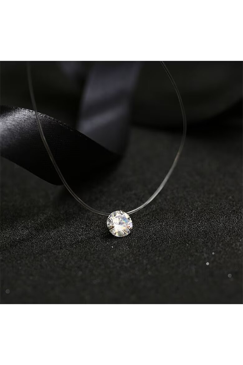 Pursehuit Колие с прозрачна тел с камък цирконий Imre C2