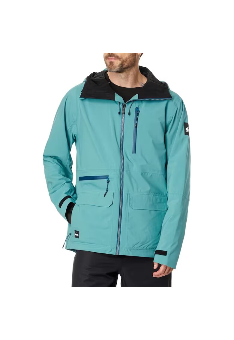 QUIKSILVER Мъжко спортно яке S. Carlson Stretch Quest с качулка синьо - полиестерно - водоустойчиво
