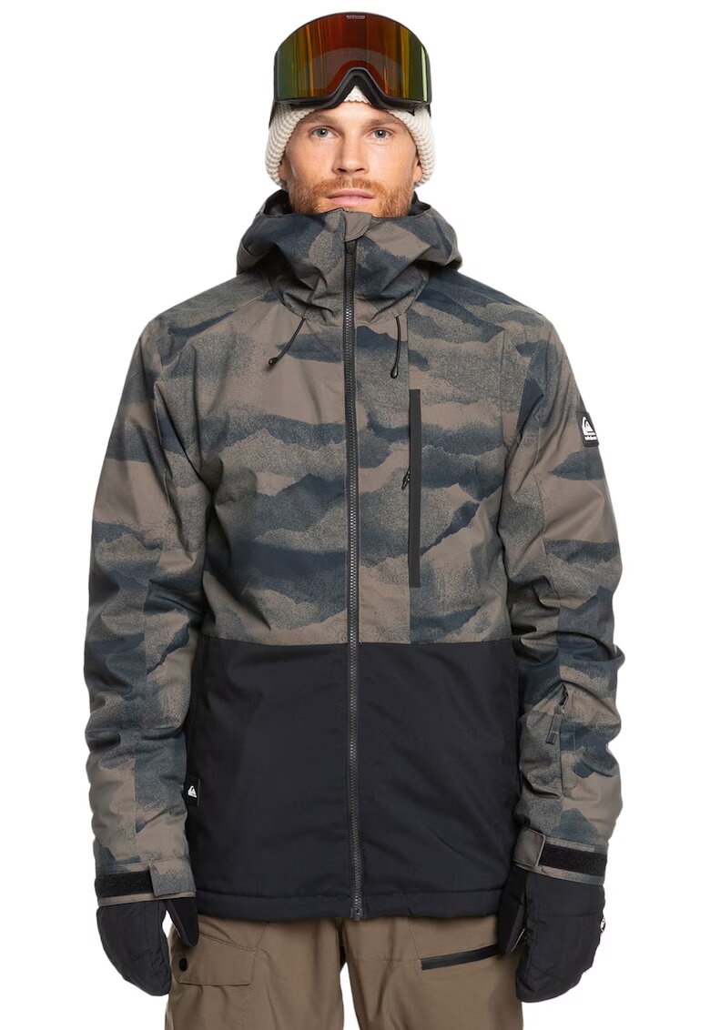 QUIKSILVER Непромокаемо ски яке Mission с шарка - Тъмнокафяв/Черен
