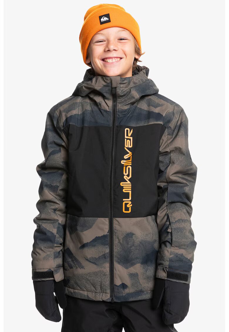 QUIKSILVER Ски яке Side Hit Youth - Черен/Сиво-кафяв/Шафраново жълто