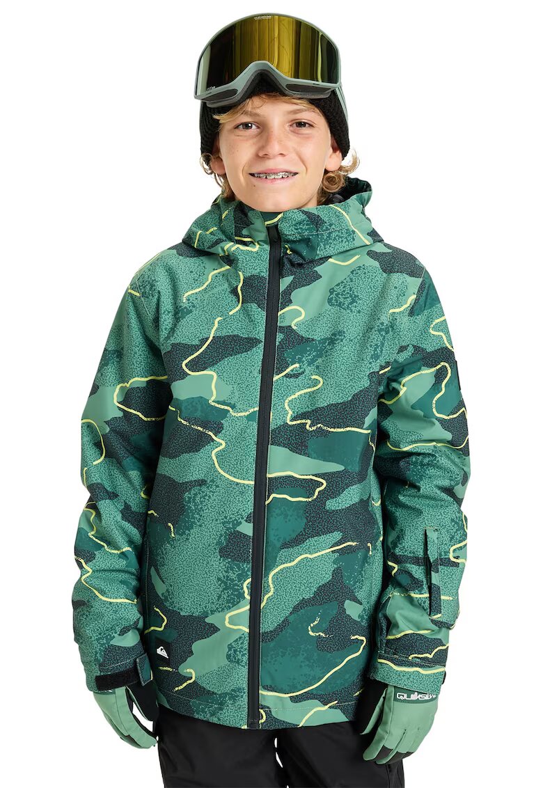 QUIKSILVER Яке за зимни спортове Mission с качулка - Зелен/Черен