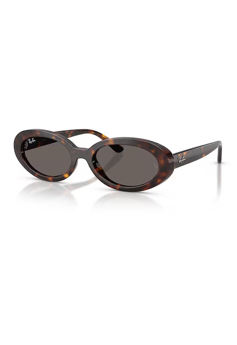 Ray-Ban Овални слънчеви очила с лого - Черен/Кафяв