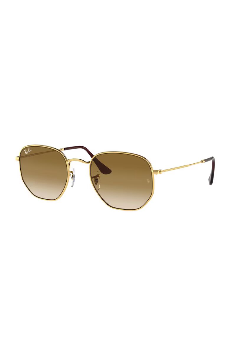 Ray-Ban Унисекс квадратни слънчеви очила с метална рамка Златист/Бордо