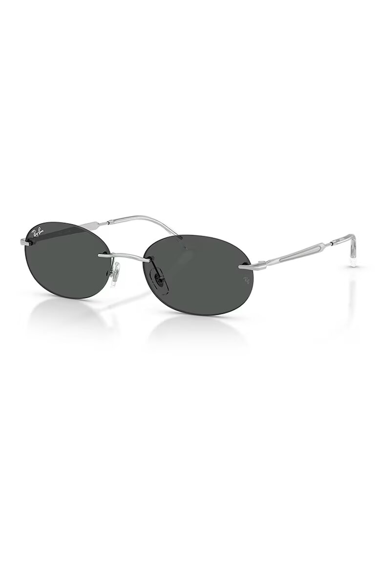 Ray-Ban Унисекс овални слънчеви очила с метална рамка Сребрист