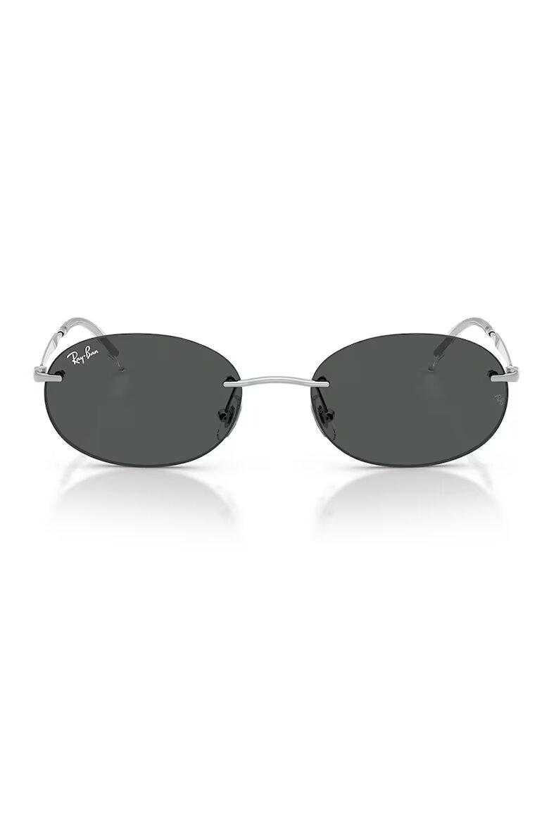 Ray-Ban Унисекс овални слънчеви очила с метална рамка Сребрист