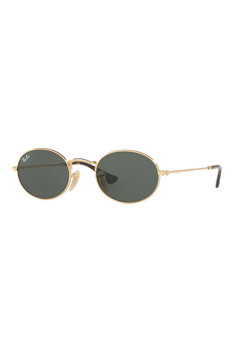 Ray-Ban Унисекс овални слънчеви очила с плътен цвят Златист/Черен