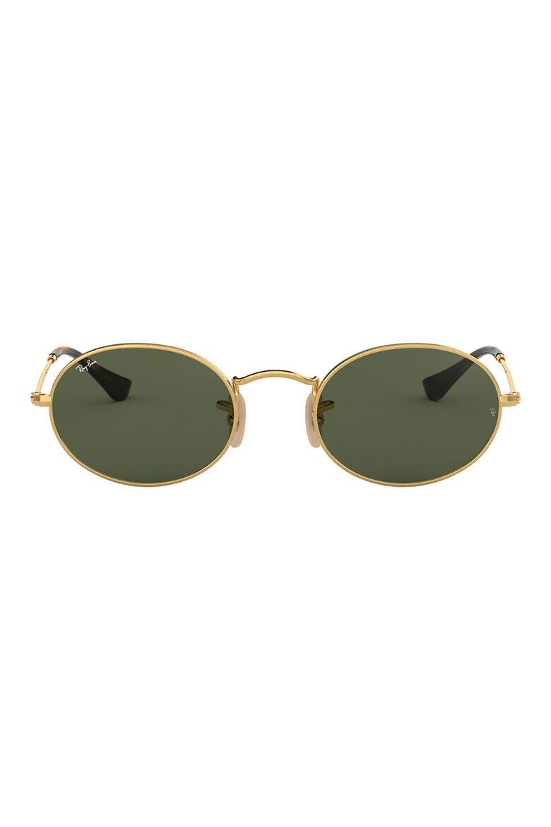 Ray-Ban Унисекс овални слънчеви очила с плътен цвят Златист/Черен