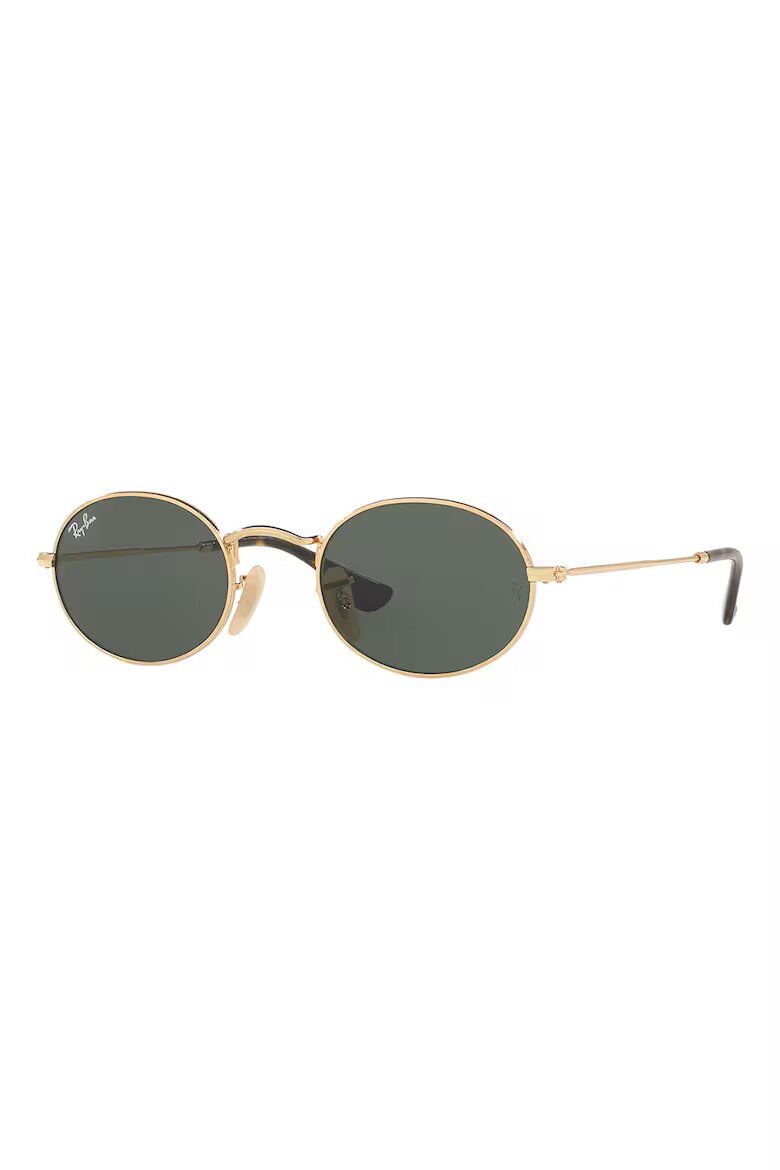 Ray-Ban Унисекс овални слънчеви очила с плътен цвят Златист/Черен