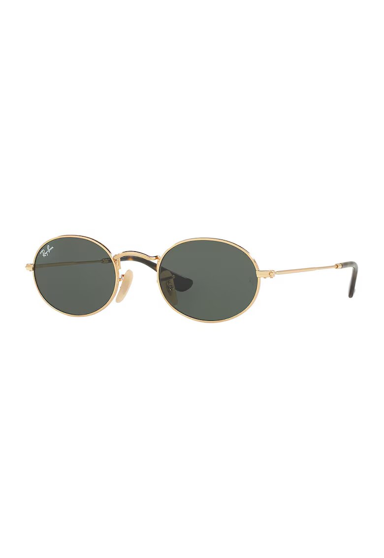 Ray-Ban Унисекс овални слънчеви очила с плътен цвят - Златист/Черен
