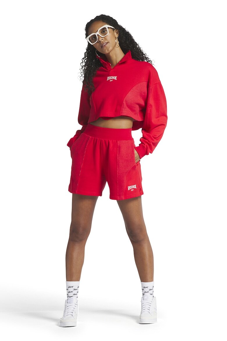 Reebok Къс панталон Varsity с висока талия и бродирано лого Червен